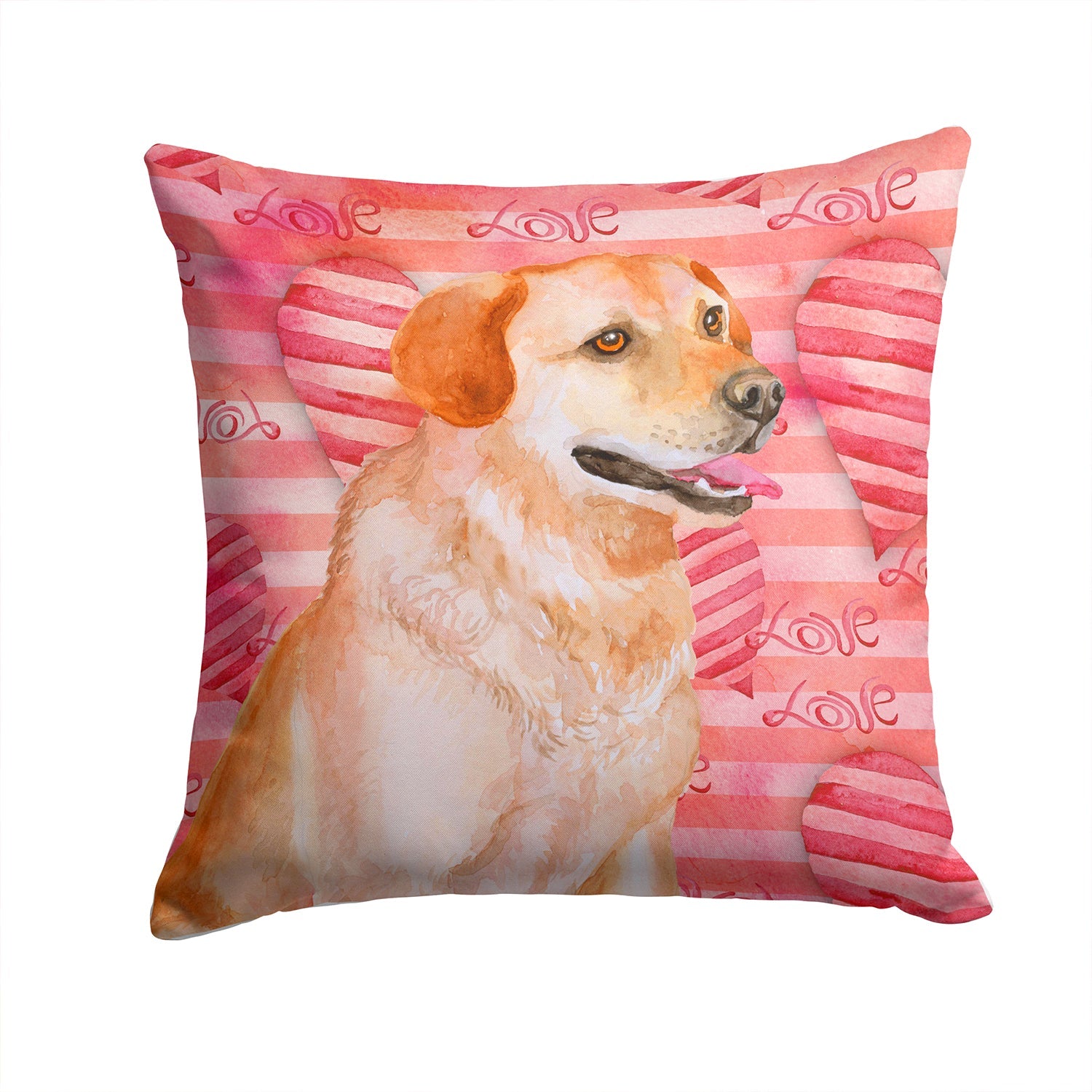 Labrador Retriever Love Decorative Throw Pillow 14x14 Indoor Outdoor Accent Cushion, Fabric Cover with Insert for Sofa, Bed, Porch & Living Room