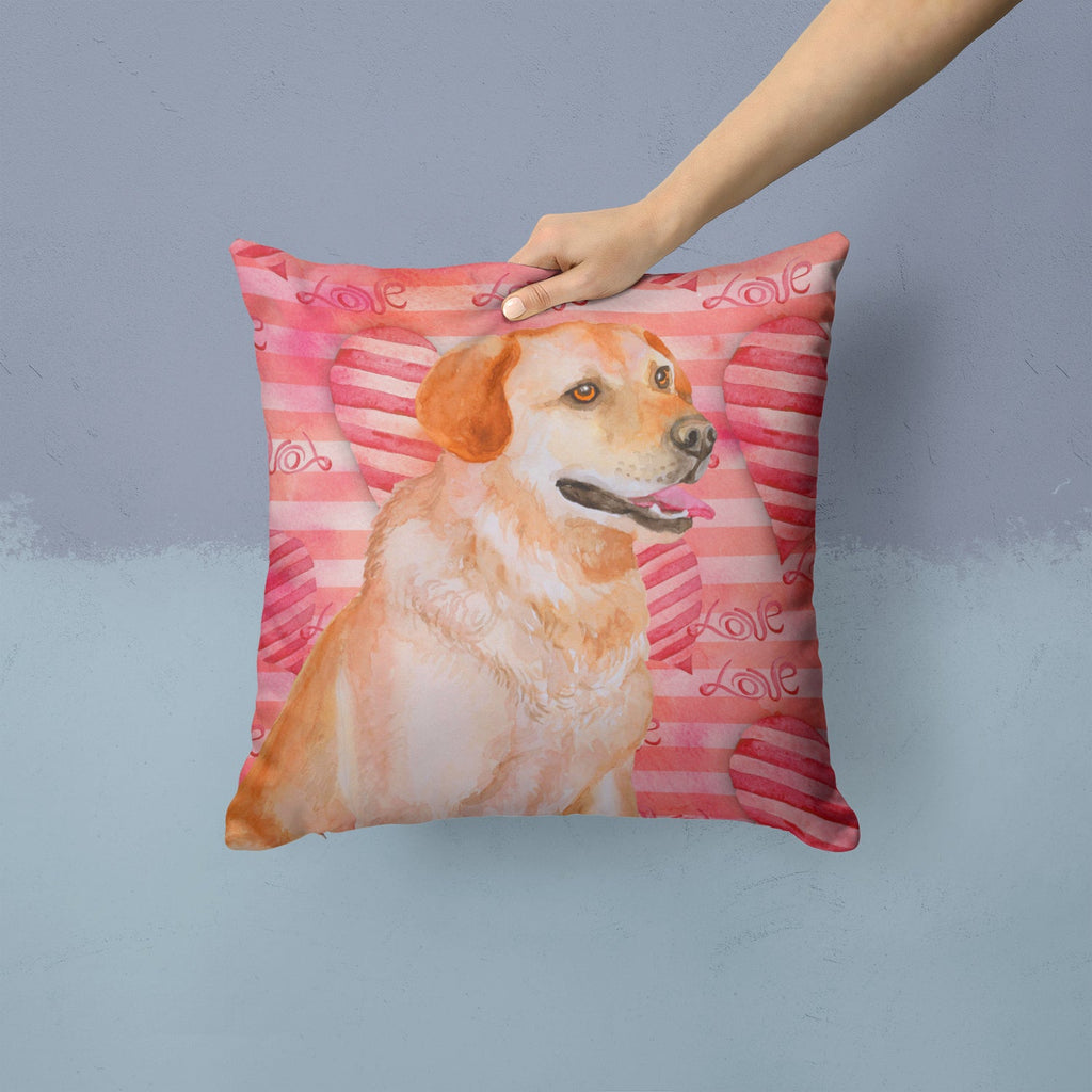 Labrador Retriever Love Decorative Throw Pillow 14x14 Indoor Outdoor Accent Cushion, Fabric Cover with Insert for Sofa, Bed, Porch & Living Room