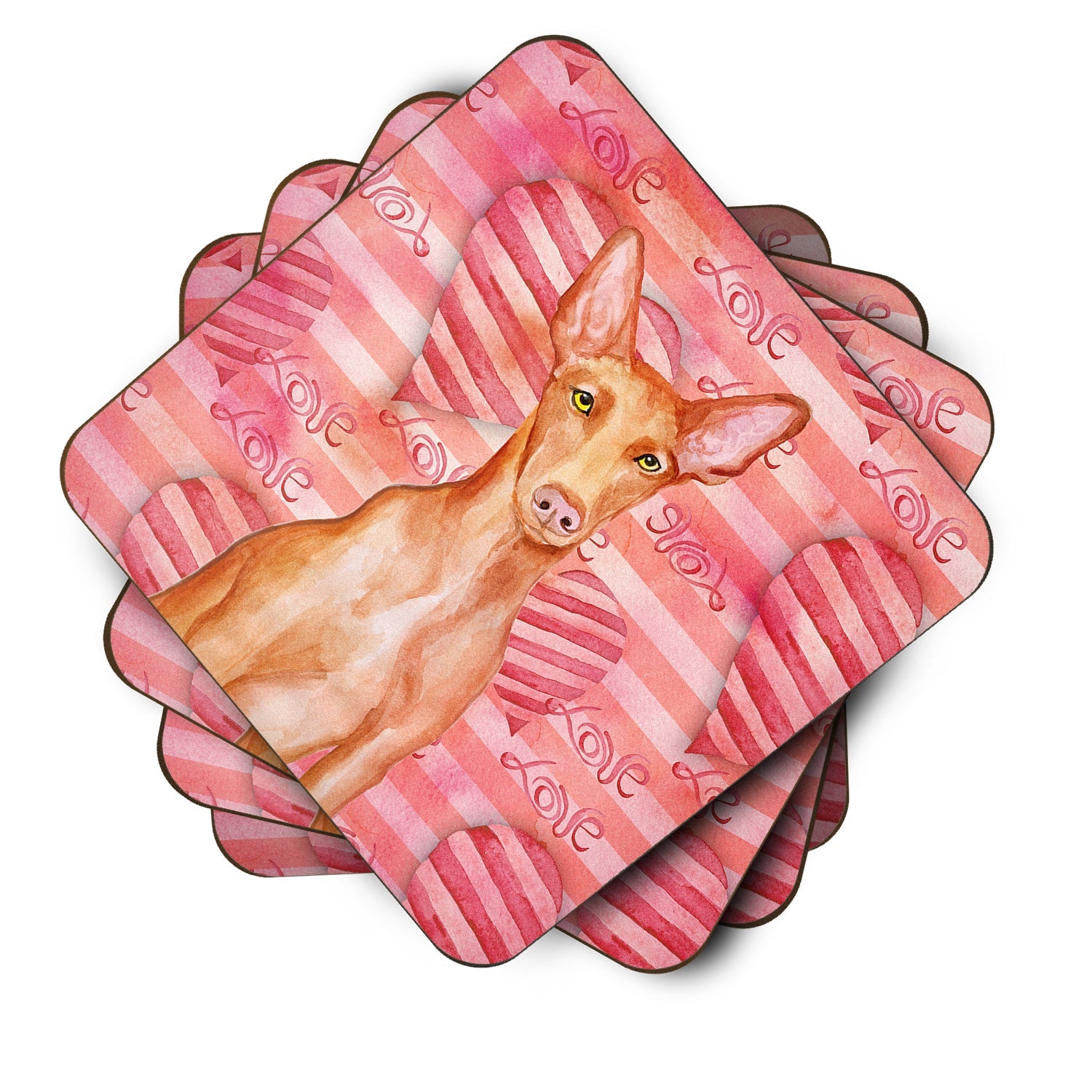 Pharaoh Hound Love Foam Coasters Set of 4 Cup Coasters for Indoor Outdoor, Tabletop Protection, Anti Slip, Mouse pad Material