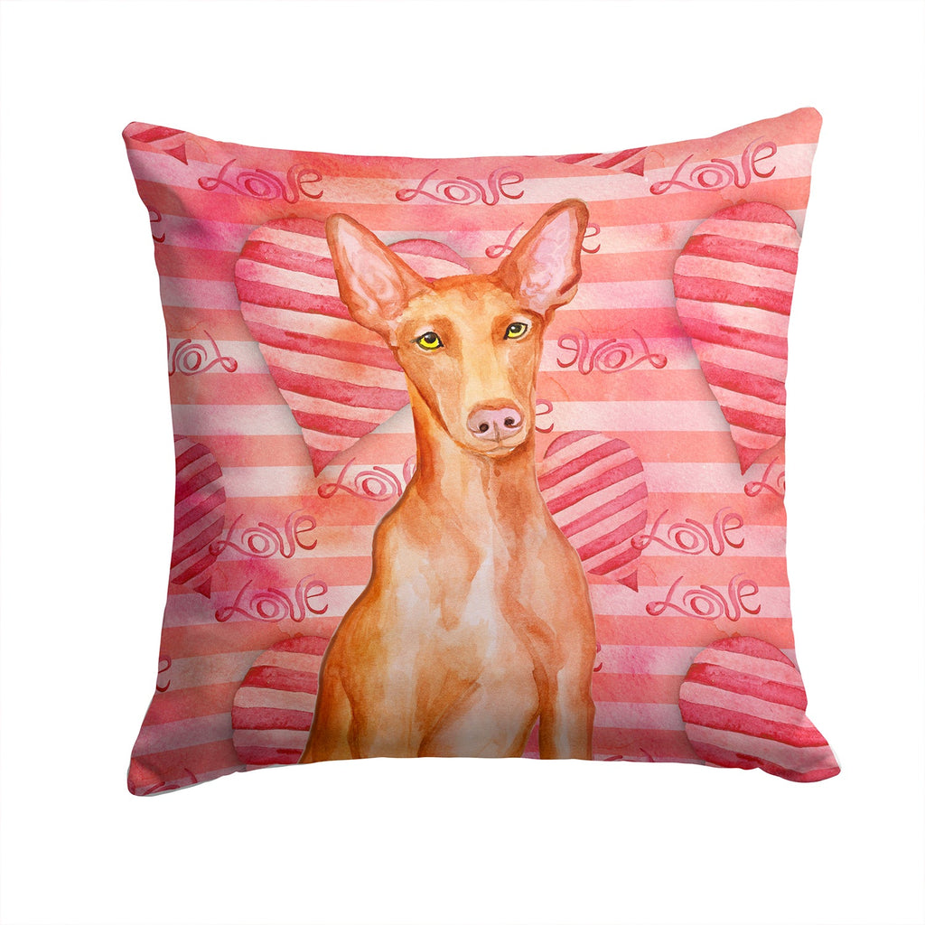 Pharaoh Hound Love Decorative Throw Pillow 14x14 Indoor Outdoor Accent Cushion, Fabric Cover with Insert for Sofa, Bed, Porch & Living Room