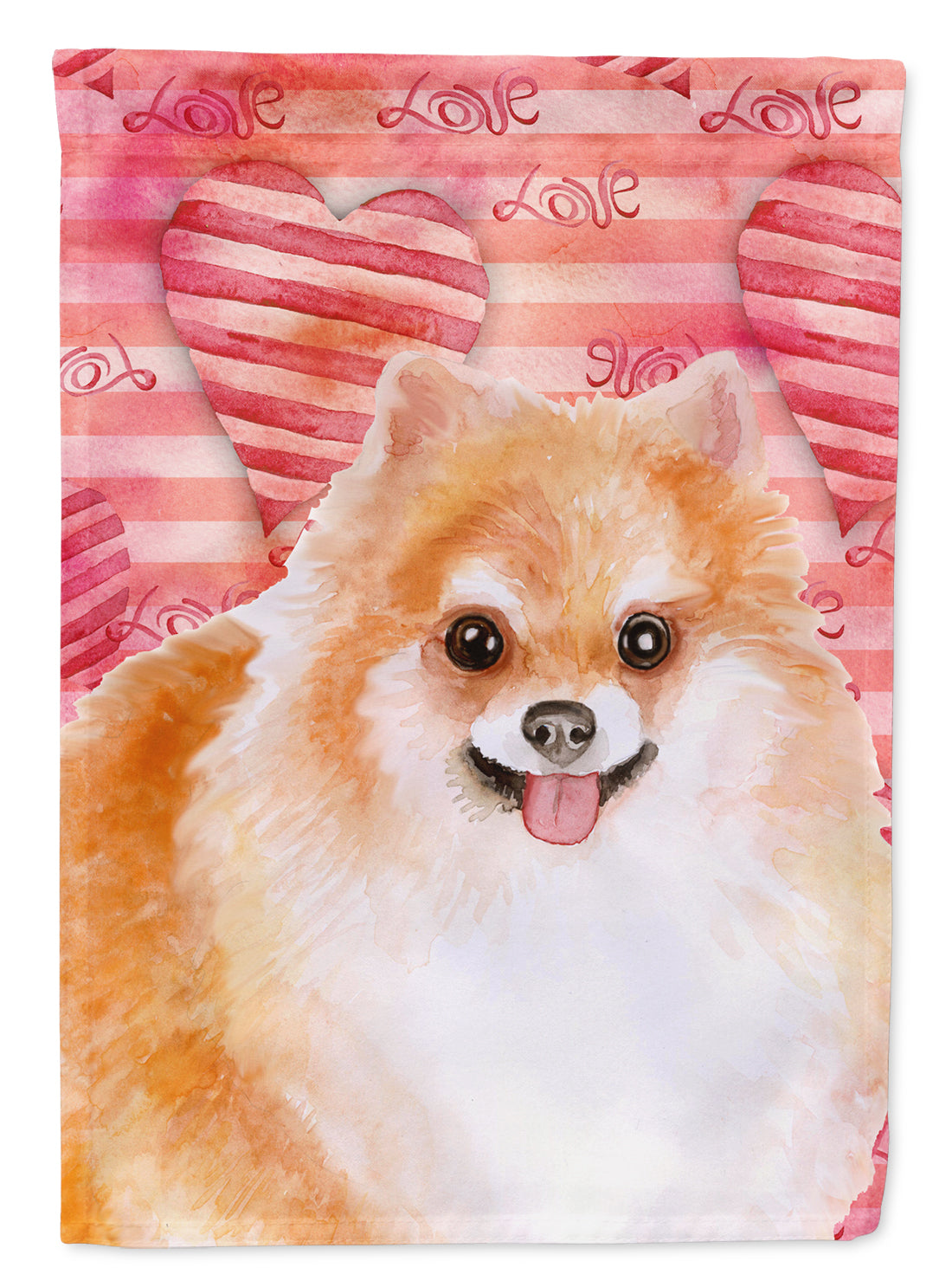 Pomeranian #2 Love House Flag 28x40 Porch Sleeve Pole Decorative Outside Yard Banner Artwork Wall Hanging, Polyester