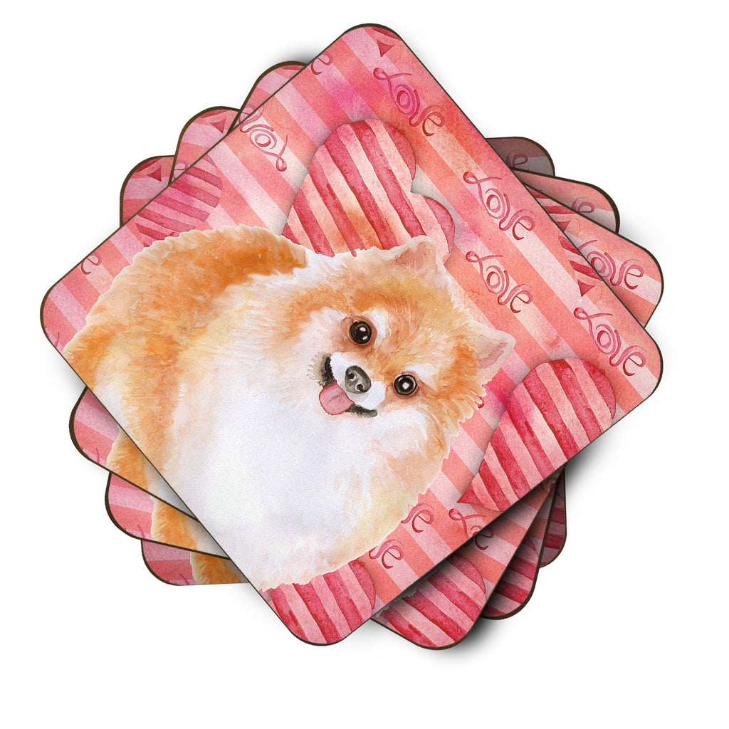 Pomeranian #2 Love Foam Coasters Set of 4 Cup Coasters for Indoor Outdoor, Tabletop Protection, Anti Slip, Mouse pad Material