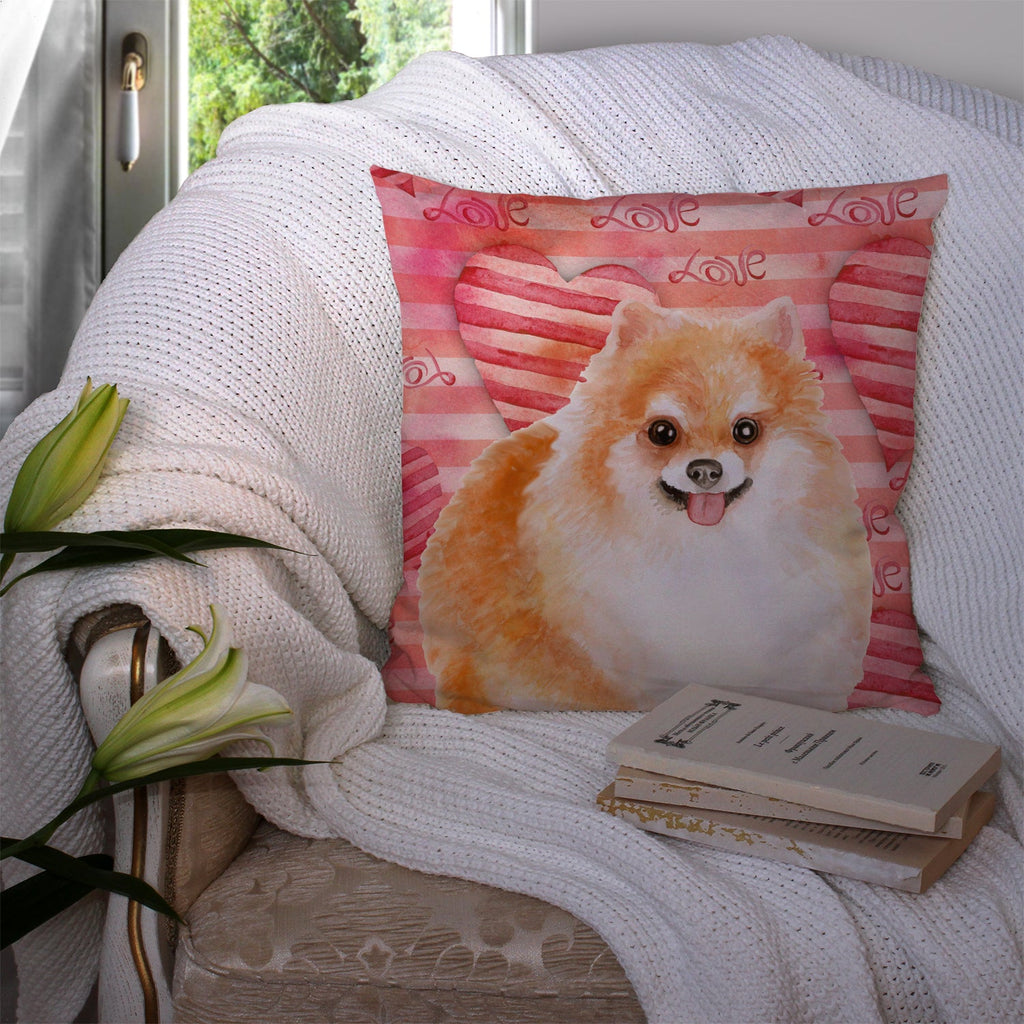 Pomeranian #2 Love Decorative Throw Pillow 14x14 Indoor Outdoor Accent Cushion, Fabric Cover with Insert for Sofa, Bed, Porch & Living Room