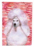 White Standard Poodle Love House Flag 28x40 Porch Sleeve Pole Decorative Outside Yard Banner Artwork Wall Hanging, Polyester