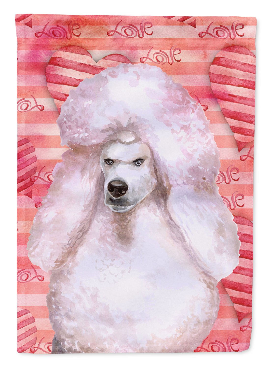 White Standard Poodle Love House Flag 28x40 Porch Sleeve Pole Decorative Outside Yard Banner Artwork Wall Hanging, Polyester