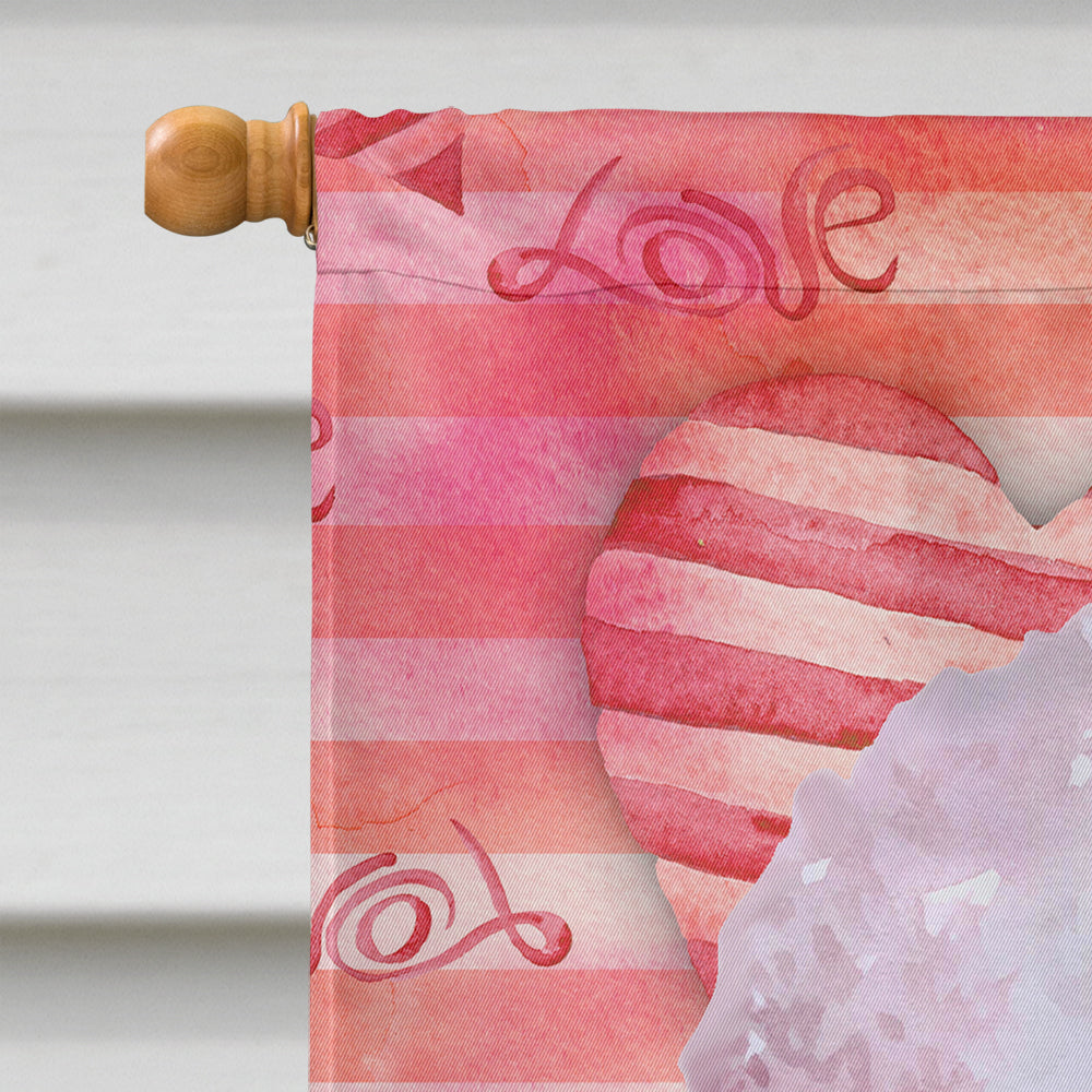 White Standard Poodle Love House Flag 28x40 Porch Sleeve Pole Decorative Outside Yard Banner Artwork Wall Hanging, Polyester