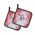 White Standard Poodle Love Pot Holder Set of 2 Heat Resistant Quilted Hot Pads 7.5 x 7.5 Inch, Insulated Kitchen Trivets for Cooking & Baking
