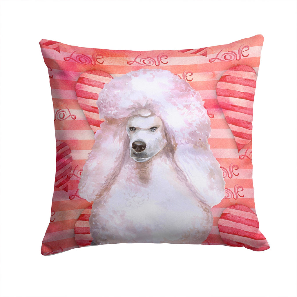 White Standard Poodle Love Decorative Throw Pillow 14x14 Indoor Outdoor Accent Cushion, Fabric Cover with Insert for Sofa, Bed, Porch & Living Room