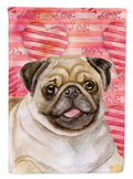 Fawn Pug Love House Flag 28x40 Porch Sleeve Pole Decorative Outside Yard Banner Artwork Wall Hanging, Polyester