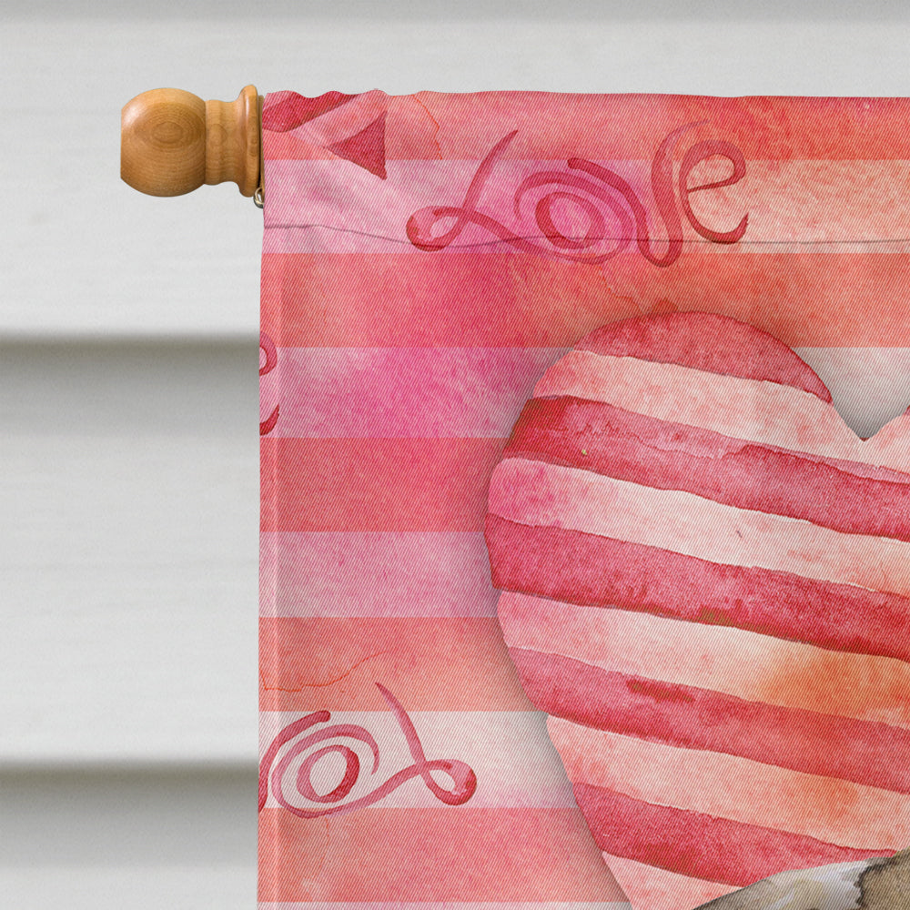 Fawn Pug Love House Flag 28x40 Porch Sleeve Pole Decorative Outside Yard Banner Artwork Wall Hanging, Polyester