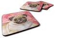 Fawn Pug Love Foam Coasters Set of 4 Cup Coasters for Indoor Outdoor, Tabletop Protection, Anti Slip, Mouse pad Material