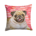 Fawn Pug Love Decorative Throw Pillow 14x14 Indoor Outdoor Accent Cushion, Fabric Cover with Insert for Sofa, Bed, Porch & Living Room