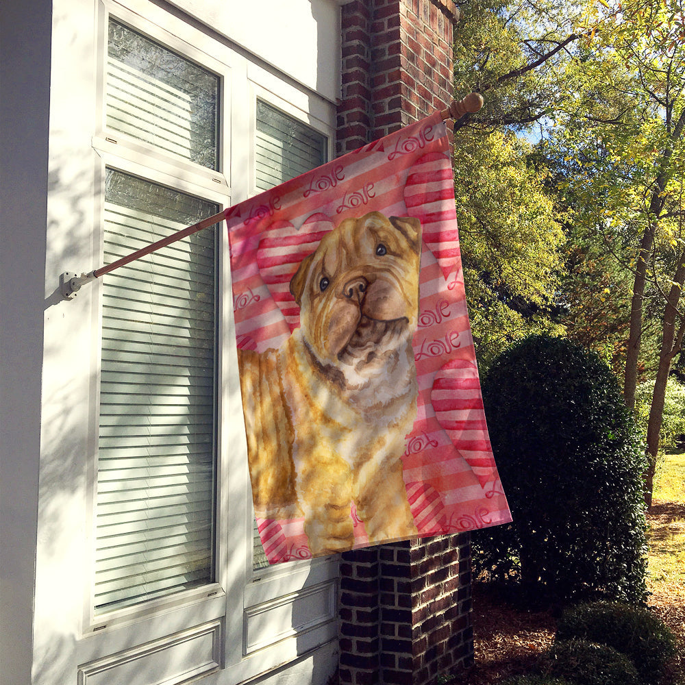 Shar Pei Puppy Love House Flag 28x40 Porch Sleeve Pole Decorative Outside Yard Banner Artwork Wall Hanging, Polyester