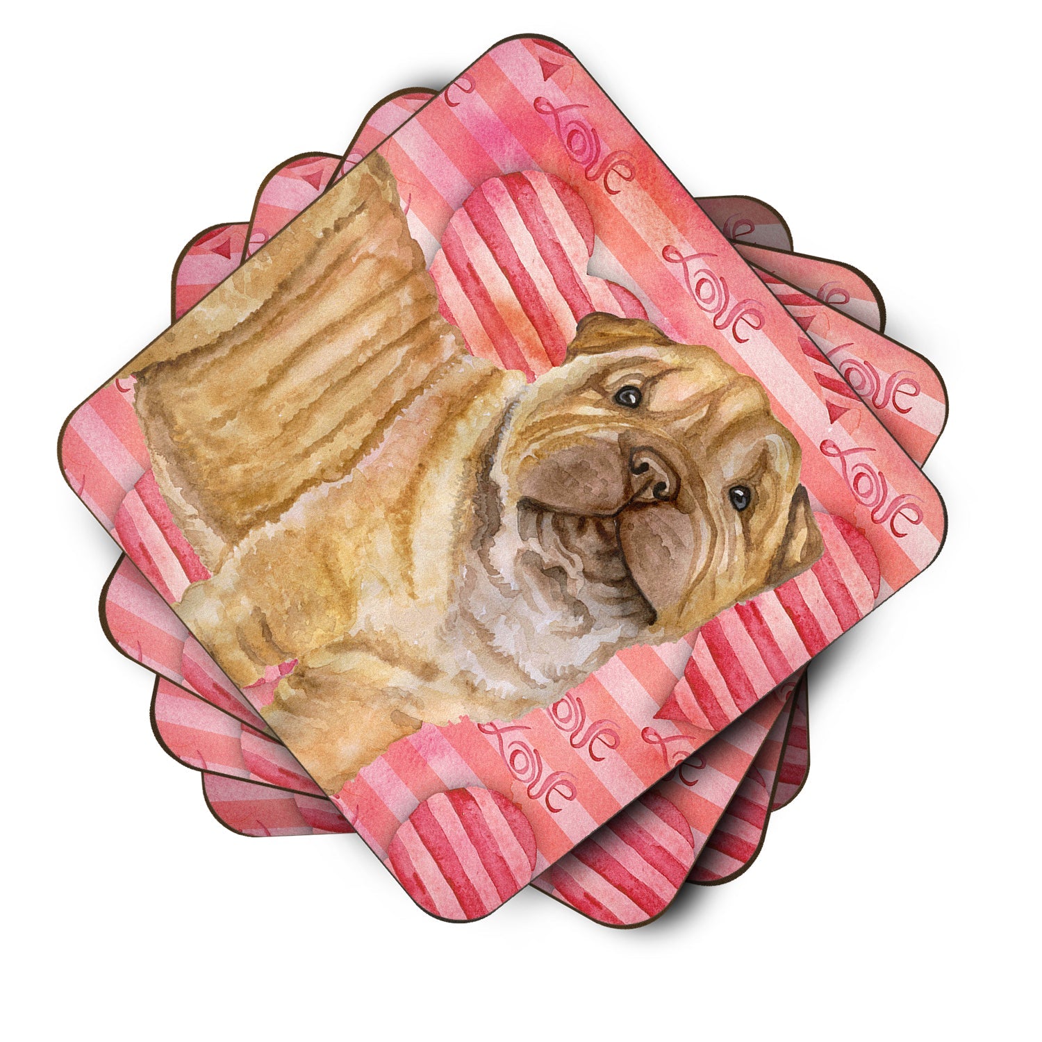 Shar Pei Puppy Love Foam Coasters Set of 4 Cup Coasters for Indoor Outdoor, Tabletop Protection, Anti Slip, Mouse pad Material