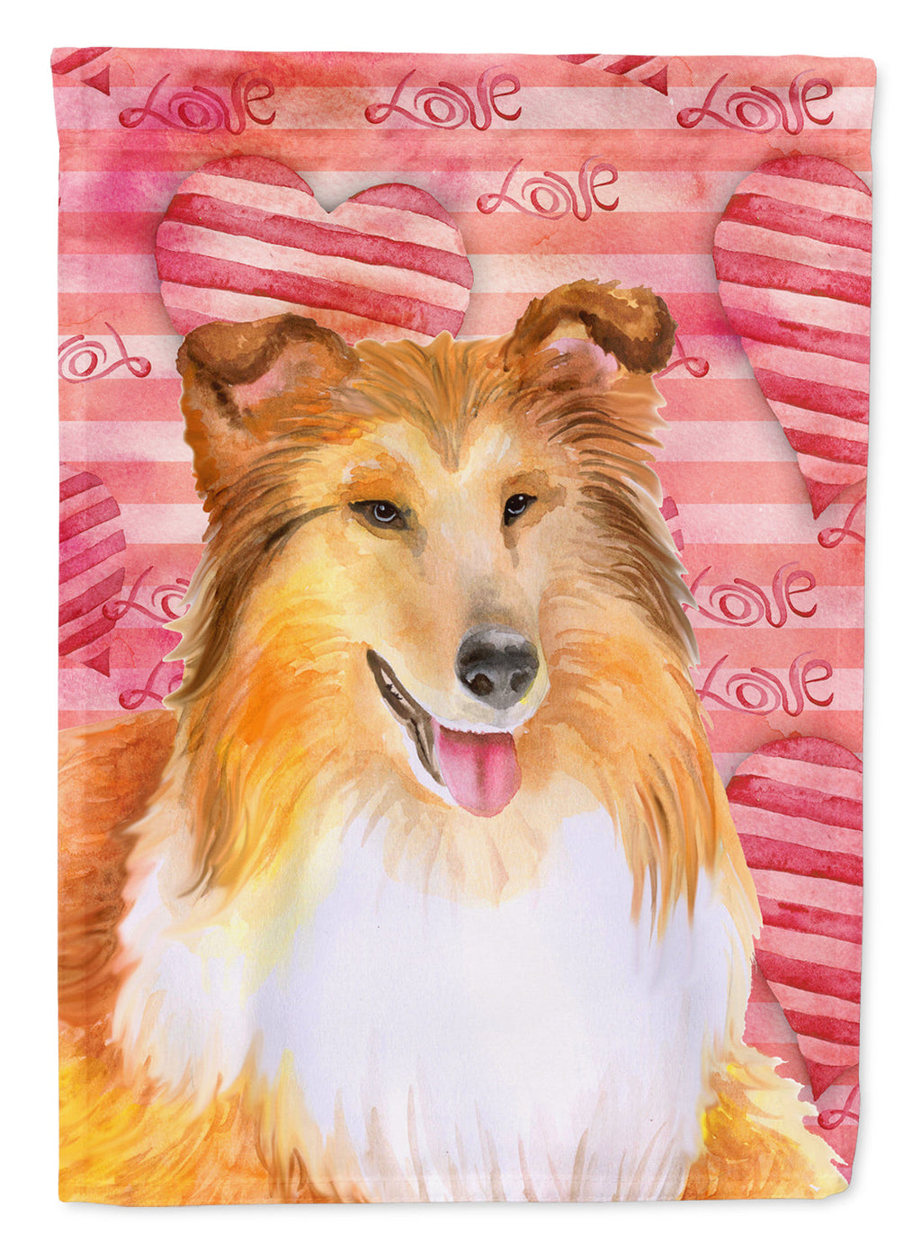 Sheltie Love House Flag 28x40 Porch Sleeve Pole Decorative Outside Yard Banner Artwork Wall Hanging, Polyester