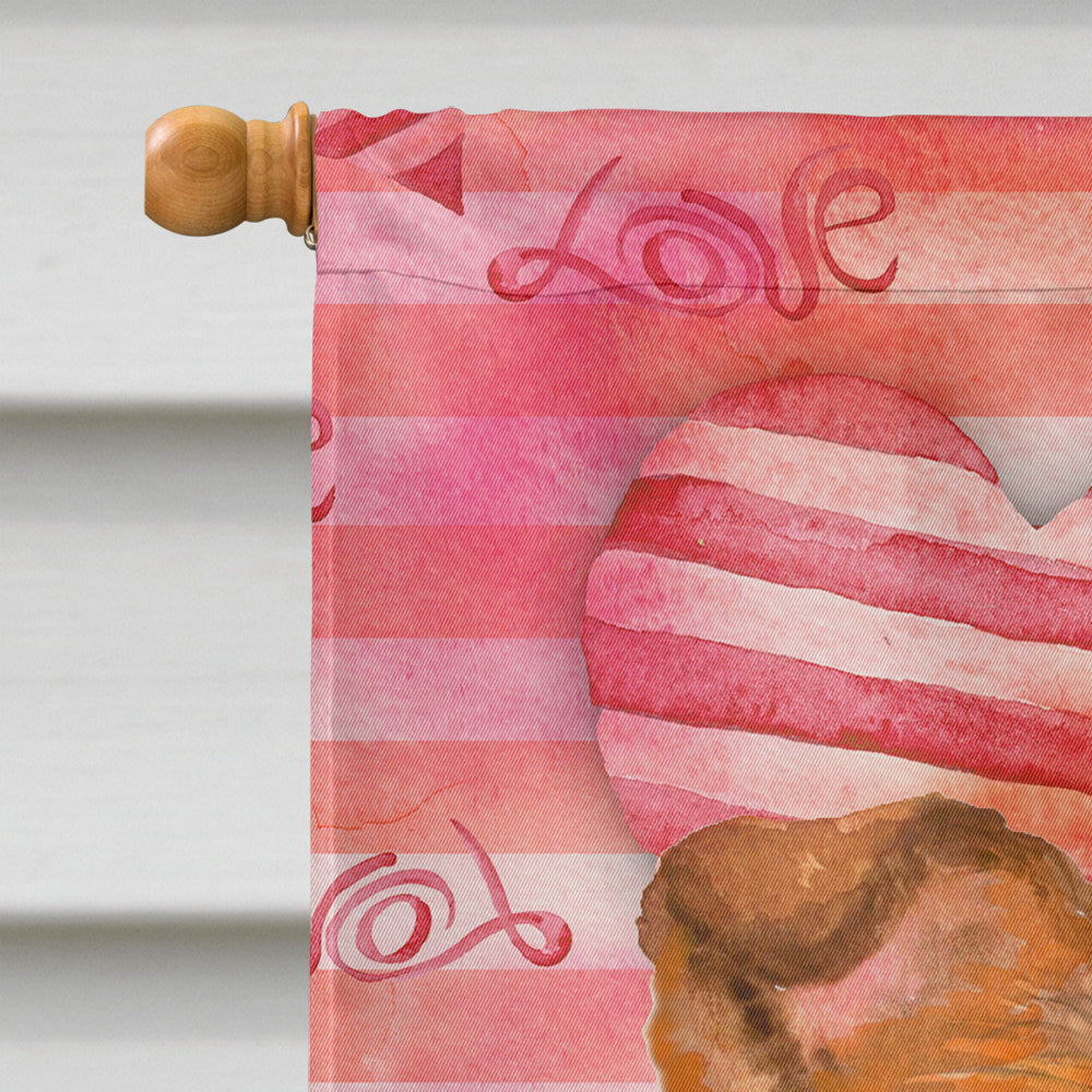 Sheltie Love House Flag 28x40 Porch Sleeve Pole Decorative Outside Yard Banner Artwork Wall Hanging, Polyester