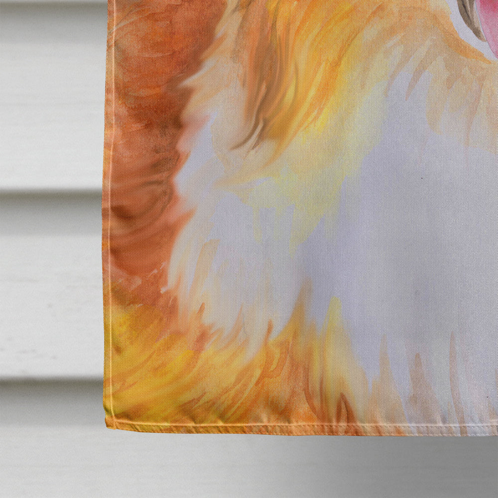 Sheltie Love House Flag 28x40 Porch Sleeve Pole Decorative Outside Yard Banner Artwork Wall Hanging, Polyester