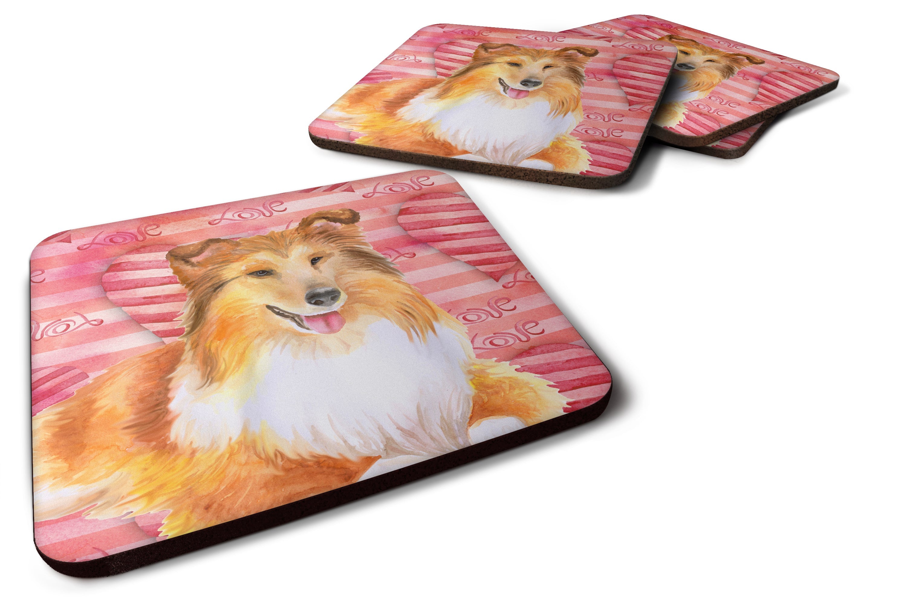 Sheltie Love Foam Coasters Set of 4 Cup Coasters for Indoor Outdoor, Tabletop Protection, Anti Slip, Mouse pad Material