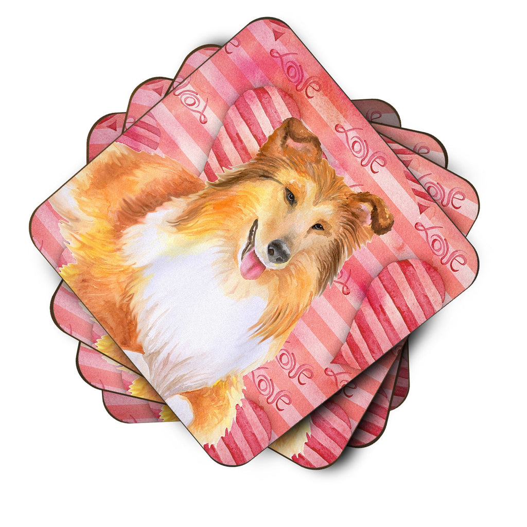 Sheltie Love Foam Coasters Set of 4 Cup Coasters for Indoor Outdoor, Tabletop Protection, Anti Slip, Mouse pad Material