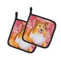 Sheltie Love Pot Holder Set of 2 Heat Resistant Quilted Hot Pads 7.5 x 7.5 Inch, Insulated Kitchen Trivets for Cooking & Baking