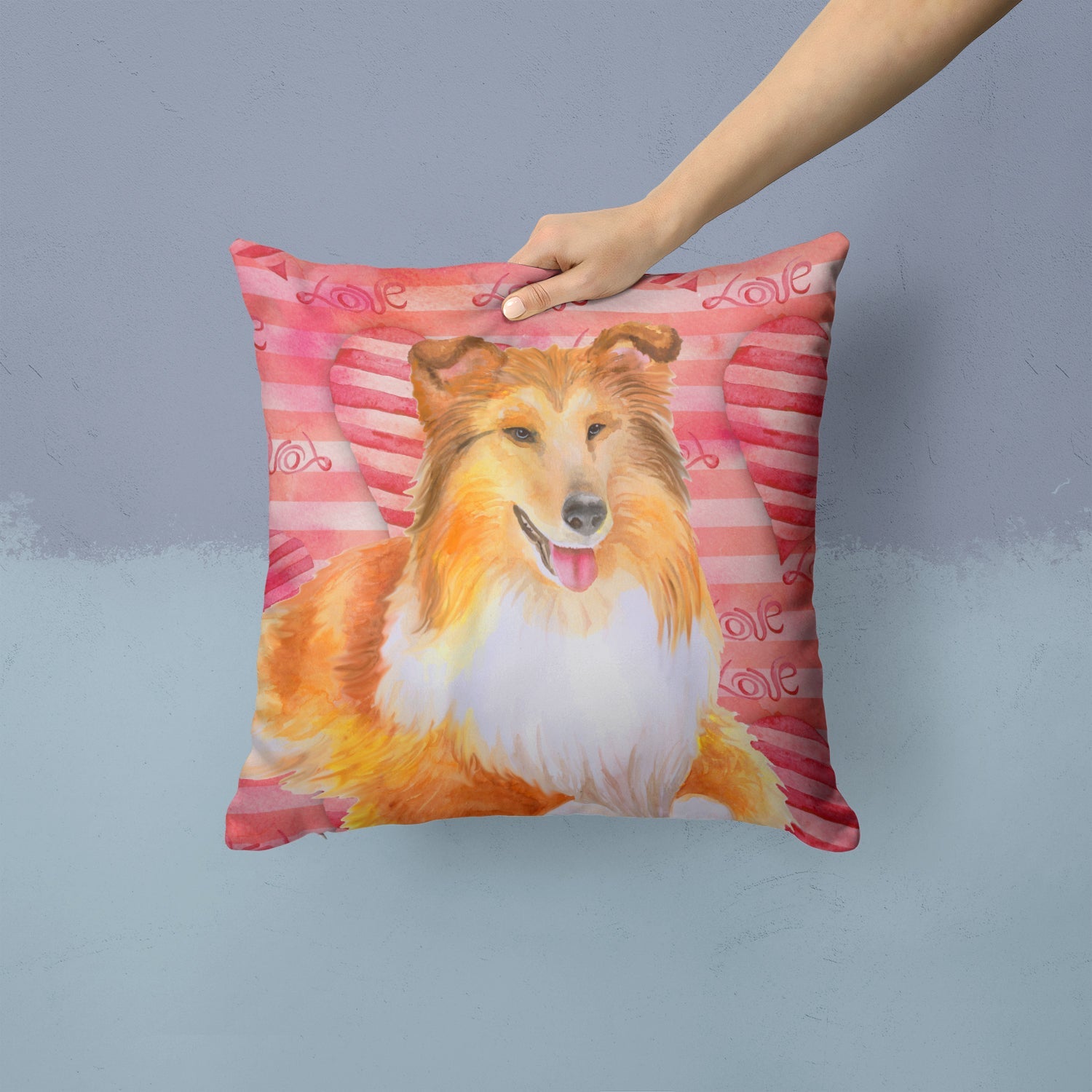 Sheltie Love Decorative Throw Pillow 14x14 Indoor Outdoor Accent Cushion, Fabric Cover with Insert for Sofa, Bed, Porch & Living Room