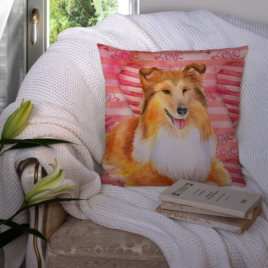 Sheltie Love Decorative Throw Pillow 14x14 Indoor Outdoor Accent Cushion, Fabric Cover with Insert for Sofa, Bed, Porch & Living Room