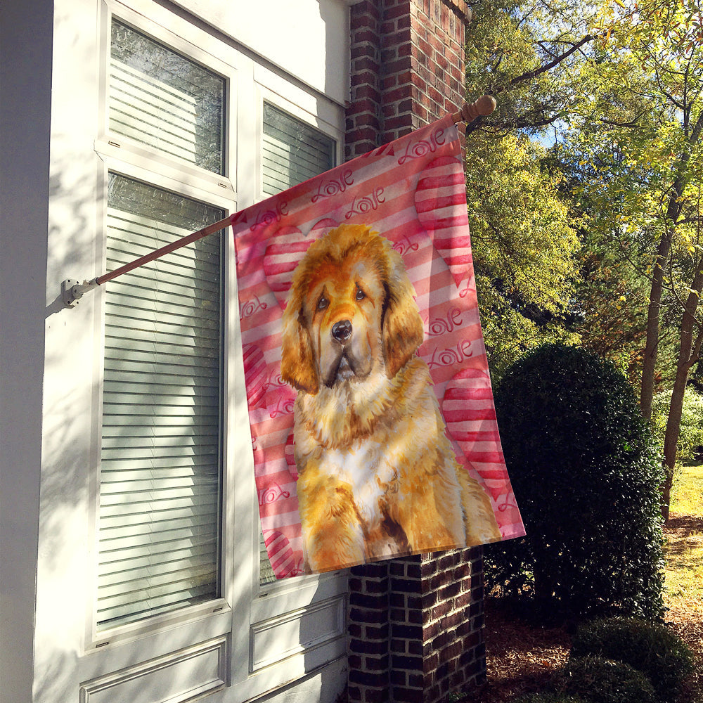 Tibetan Mastiff Love House Flag 28x40 Porch Sleeve Pole Decorative Outside Yard Banner Artwork Wall Hanging, Polyester
