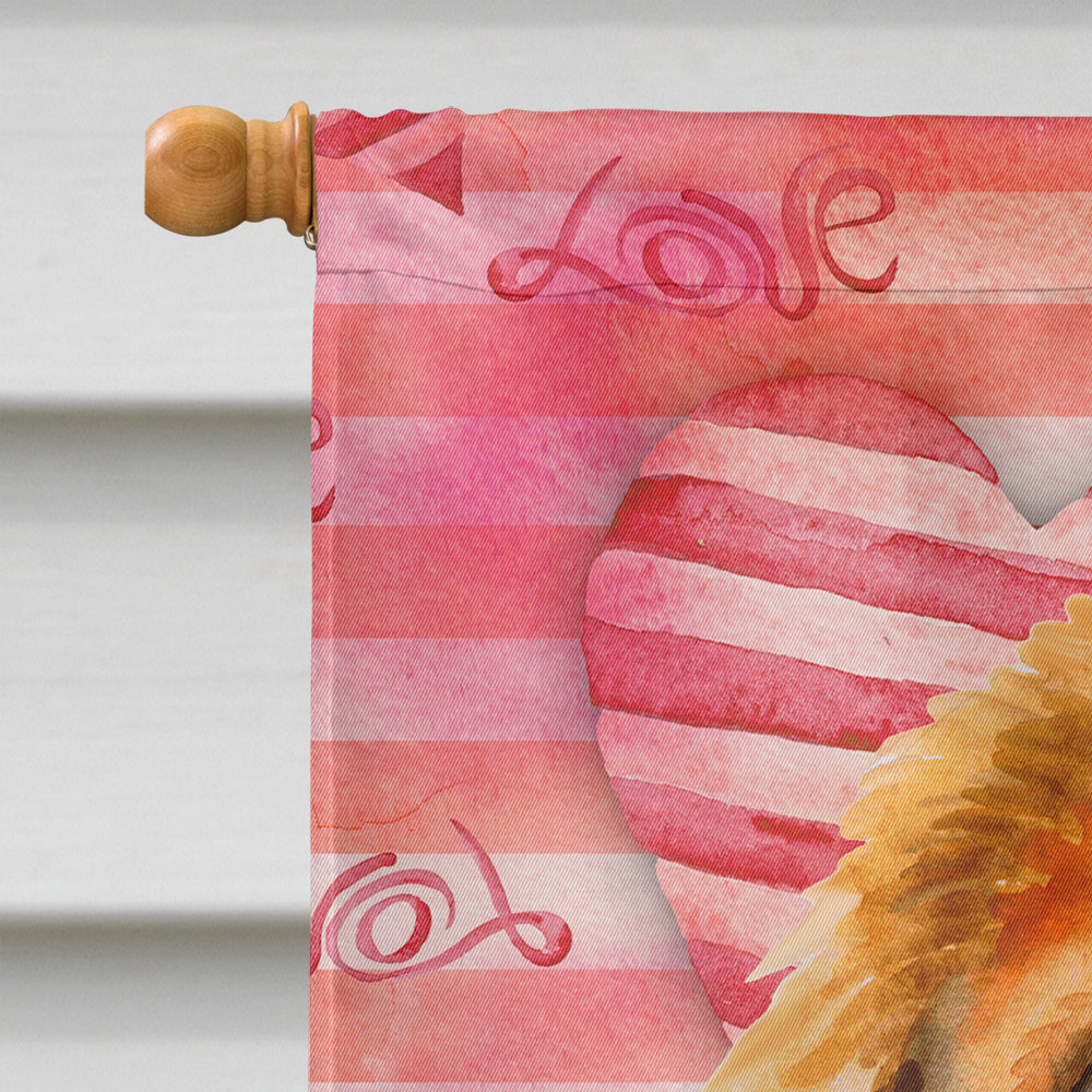 Tibetan Mastiff Love House Flag 28x40 Porch Sleeve Pole Decorative Outside Yard Banner Artwork Wall Hanging, Polyester
