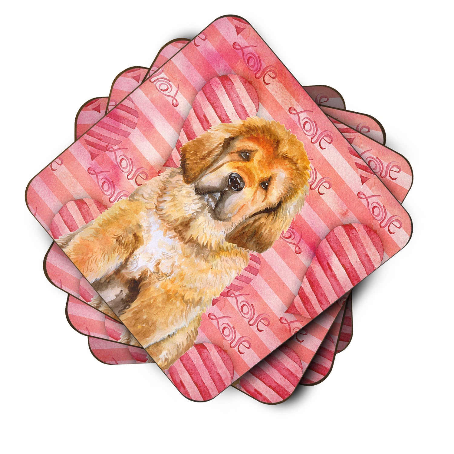 Tibetan Mastiff Love Foam Coasters Set of 4 Cup Coasters for Indoor Outdoor, Tabletop Protection, Anti Slip, Mouse pad Material