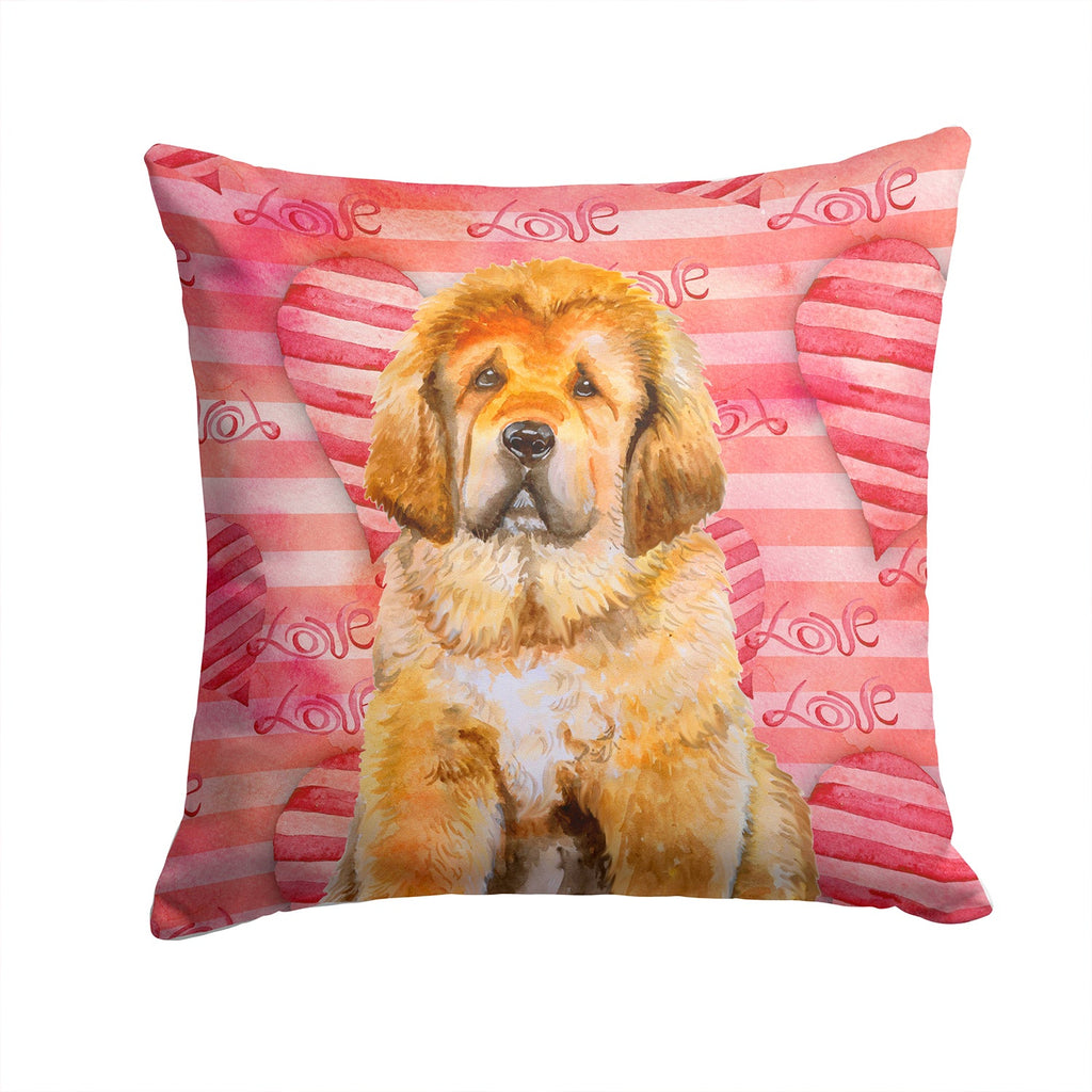 Tibetan Mastiff Love Decorative Throw Pillow 14x14 Indoor Outdoor Accent Cushion, Fabric Cover with Insert for Sofa, Bed, Porch & Living Room