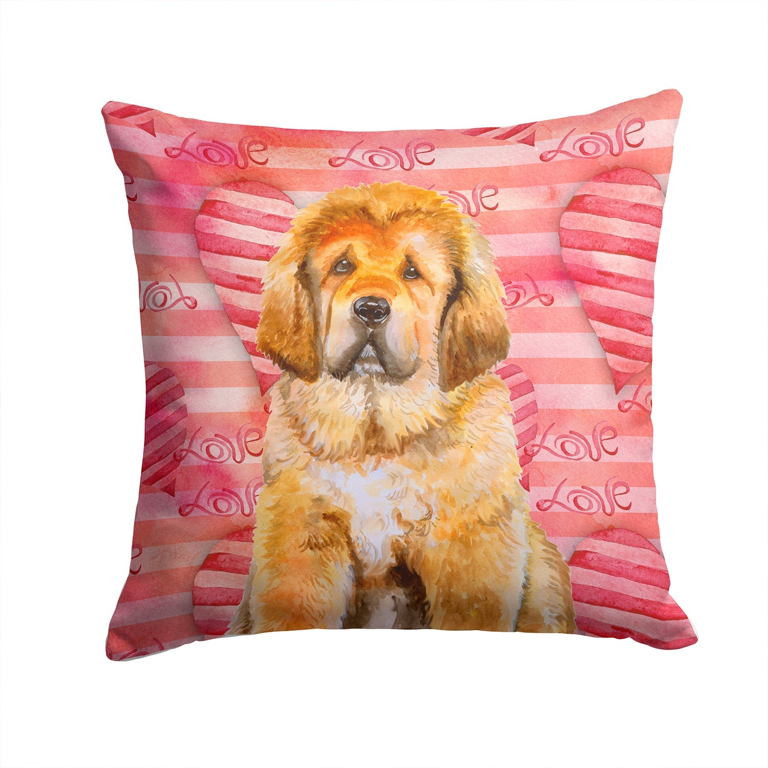 Tibetan Mastiff Love Decorative Throw Pillow 14x14 Indoor Outdoor Accent Cushion, Fabric Cover with Insert for Sofa, Bed, Porch & Living Room