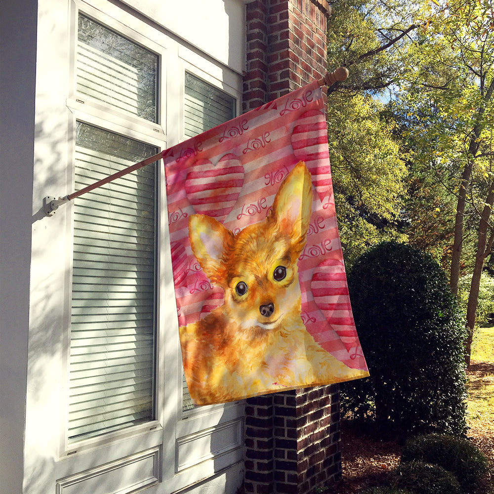 Toy Terrier Love House Flag 28x40 Porch Sleeve Pole Decorative Outside Yard Banner Artwork Wall Hanging, Polyester