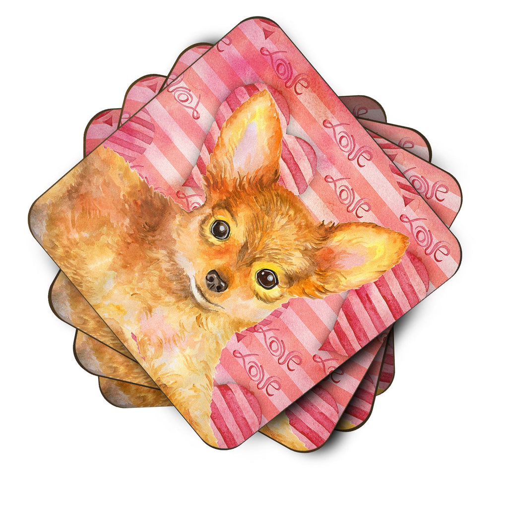 Toy Terrier Love Foam Coasters Set of 4 Cup Coasters for Indoor Outdoor, Tabletop Protection, Anti Slip, Mouse pad Material