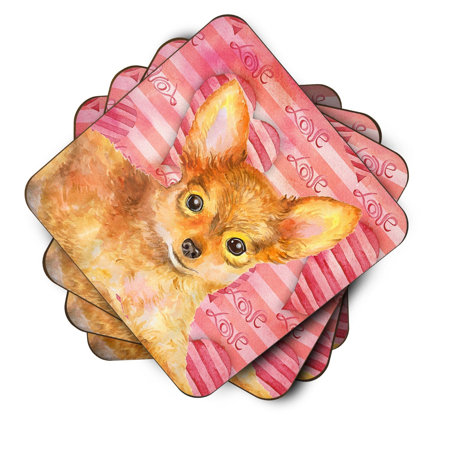 Toy Terrier Love Foam Coasters Set of 4 Cup Coasters for Indoor Outdoor, Tabletop Protection, Anti Slip, Mouse pad Material