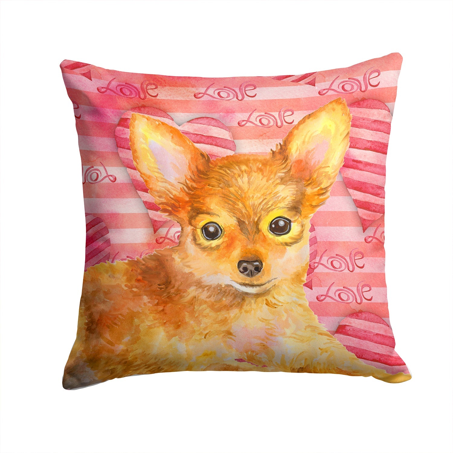 Toy Terrier Love Decorative Throw Pillow 14x14 Indoor Outdoor Accent Cushion, Fabric Cover with Insert for Sofa, Bed, Porch & Living Room