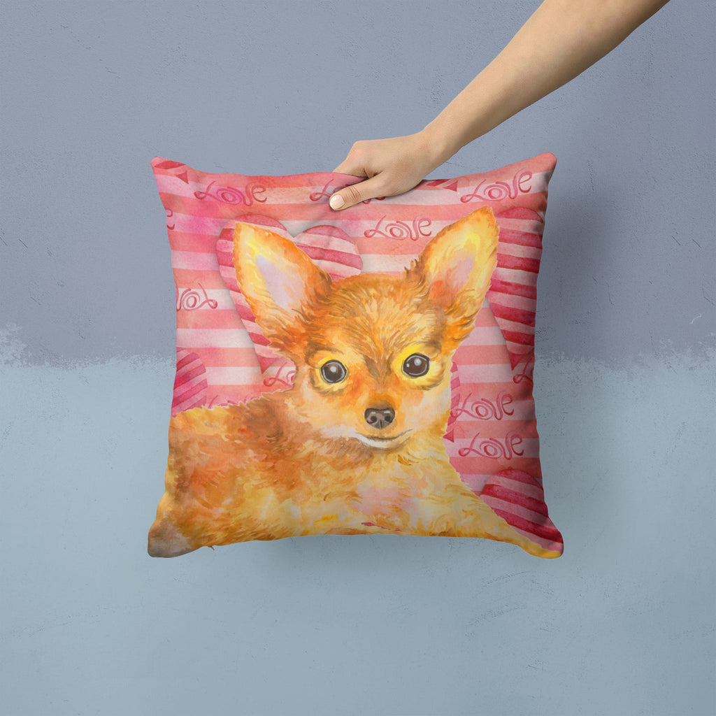 Toy Terrier Love Decorative Throw Pillow 14x14 Indoor Outdoor Accent Cushion, Fabric Cover with Insert for Sofa, Bed, Porch & Living Room
