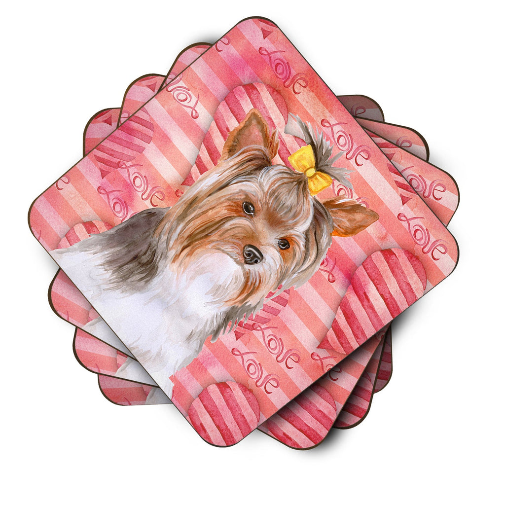 Yorkshire Terrier #2 Love Foam Coasters Set of 4 Cup Coasters for Indoor Outdoor, Tabletop Protection, Anti Slip, Mouse pad Material