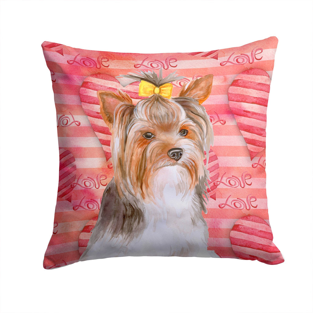 Yorkshire Terrier #2 Love Decorative Throw Pillow 14x14 Indoor Outdoor Accent Cushion, Fabric Cover with Insert for Sofa, Bed, Porch & Living Room