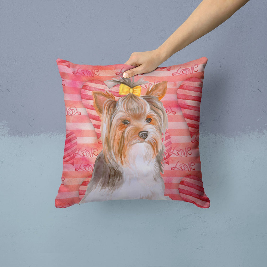 Yorkshire Terrier #2 Love Decorative Throw Pillow 14x14 Indoor Outdoor Accent Cushion, Fabric Cover with Insert for Sofa, Bed, Porch & Living Room