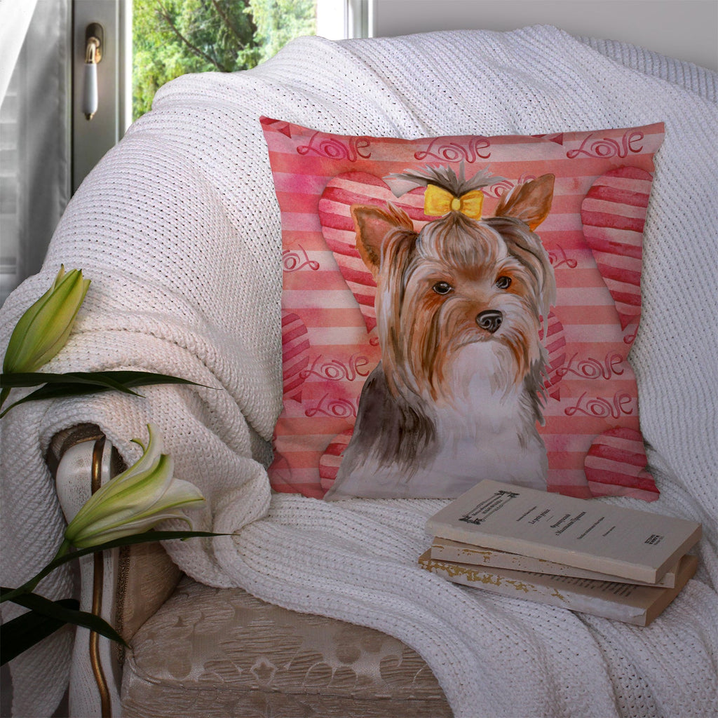 Yorkshire Terrier #2 Love Decorative Throw Pillow 14x14 Indoor Outdoor Accent Cushion, Fabric Cover with Insert for Sofa, Bed, Porch & Living Room