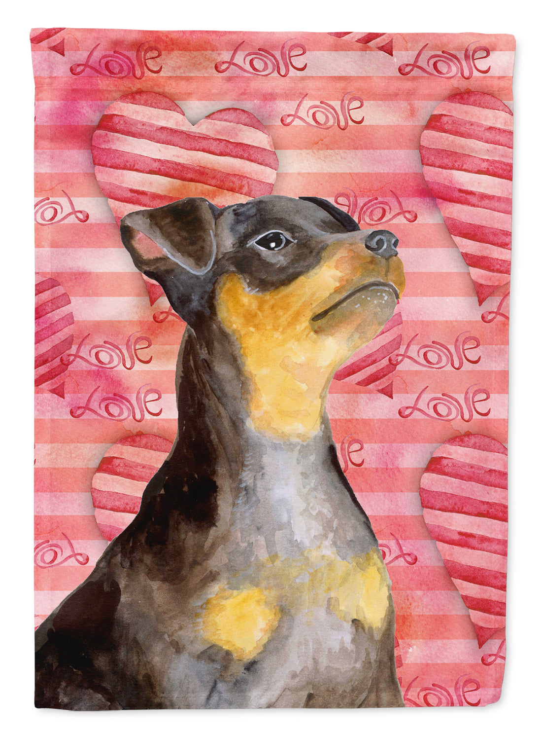 Miniature Pinscher #2 Love House Flag 28x40 Porch Sleeve Pole Decorative Outside Yard Banner Artwork Wall Hanging, Polyester