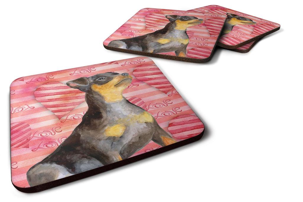 Miniature Pinscher #2 Love Foam Coasters Set of 4 Cup Coasters for Indoor Outdoor, Tabletop Protection, Anti Slip, Mouse pad Material