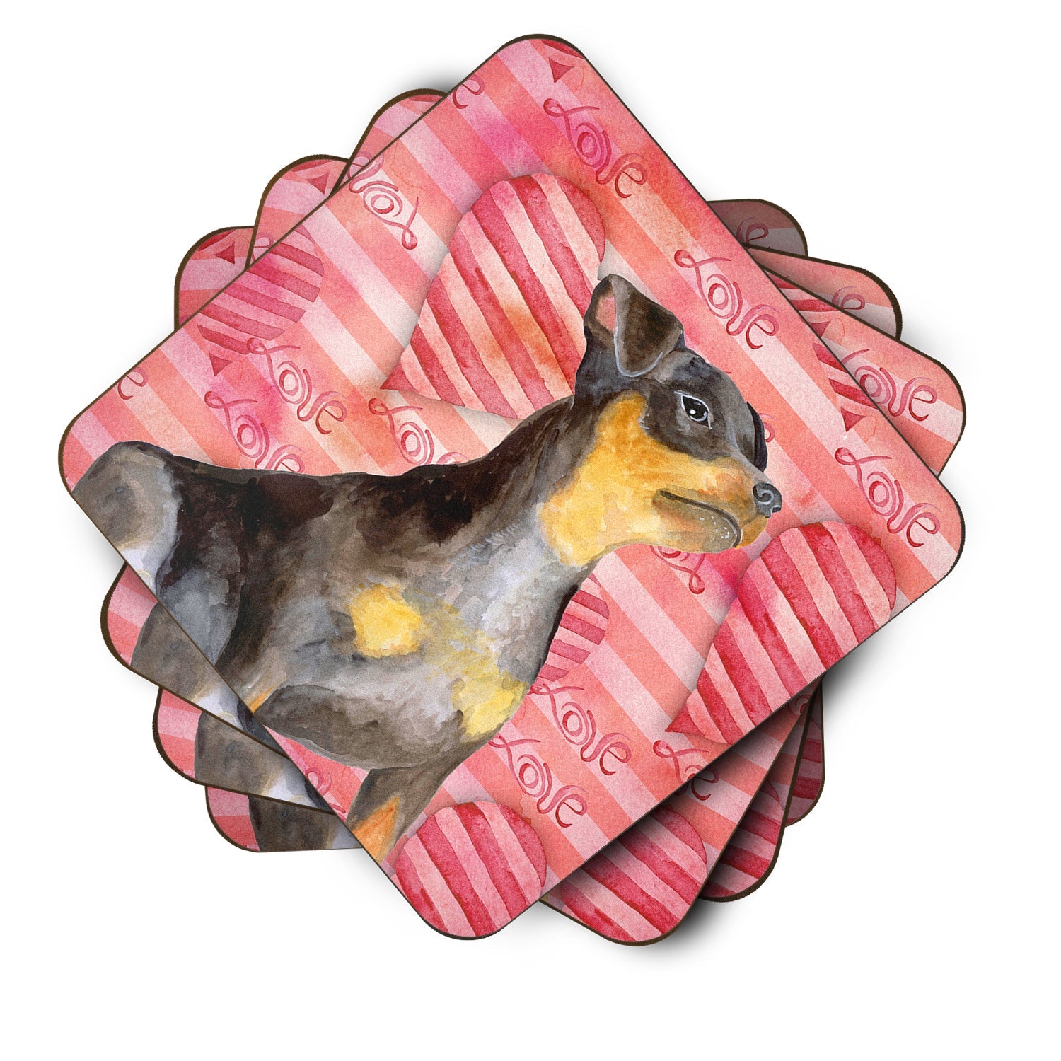 Miniature Pinscher #2 Love Foam Coasters Set of 4 Cup Coasters for Indoor Outdoor, Tabletop Protection, Anti Slip, Mouse pad Material