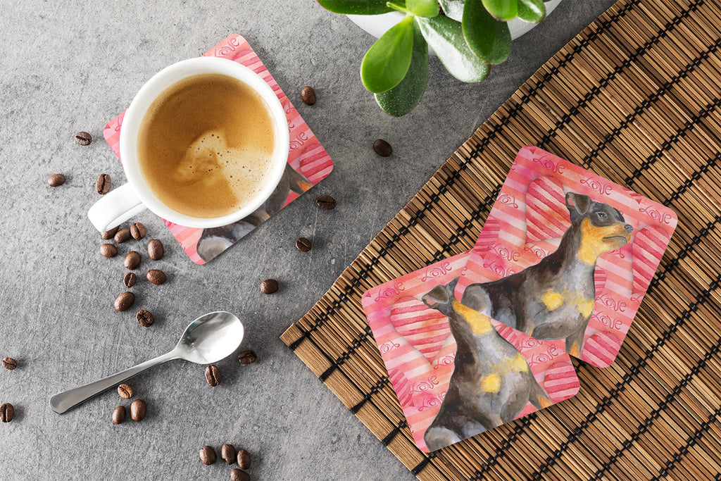 Miniature Pinscher #2 Love Foam Coasters Set of 4 Cup Coasters for Indoor Outdoor, Tabletop Protection, Anti Slip, Mouse pad Material