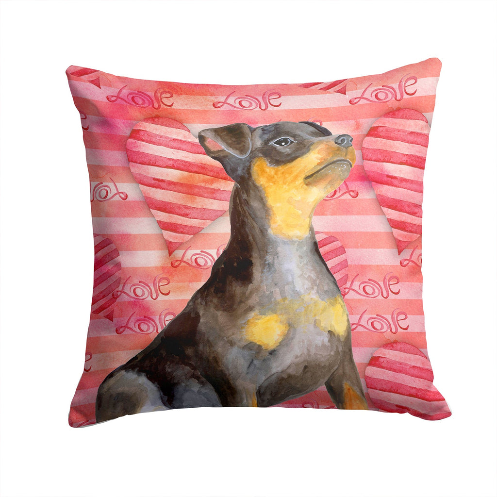 Miniature Pinscher #2 Love Decorative Throw Pillow 14x14 Indoor Outdoor Accent Cushion, Fabric Cover with Insert for Sofa, Bed, Porch & Living Room