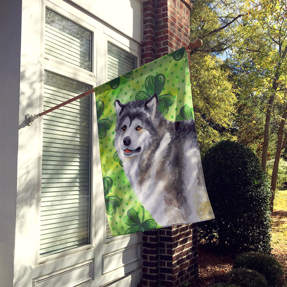 Alaskan Malamute St Patrick's House Flag 28x40 Porch Sleeve Pole Decorative Outside Yard Banner Artwork Wall Hanging, Polyester