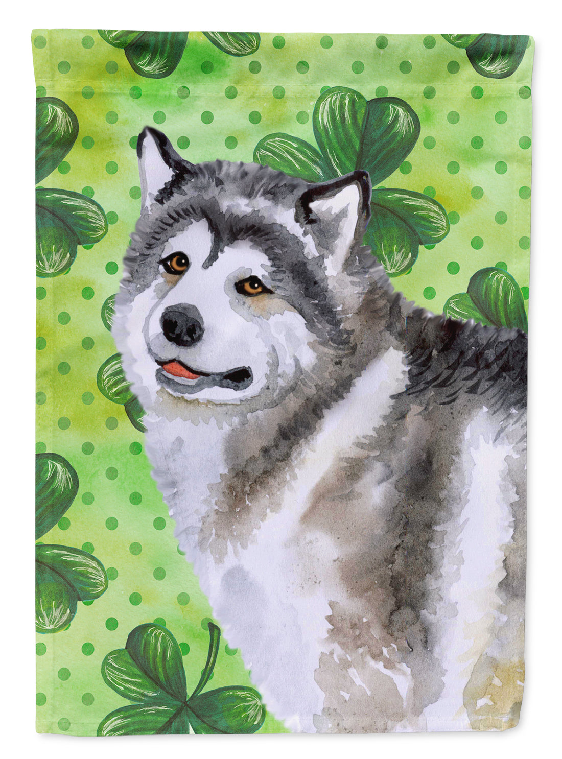 Alaskan Malamute St Patrick's House Flag 28x40 Porch Sleeve Pole Decorative Outside Yard Banner Artwork Wall Hanging, Polyester