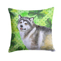 Alaskan Malamute St Patrick's Decorative Throw Pillow 14x14 Indoor Outdoor Accent Cushion, Fabric Cover with Insert for Sofa, Bed, Porch & Living Room