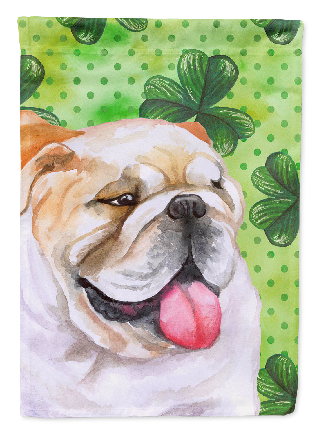 English Bulldog St Patrick's House Flag 28x40 Porch Sleeve Pole Decorative Outside Yard Banner Artwork Wall Hanging, Polyester