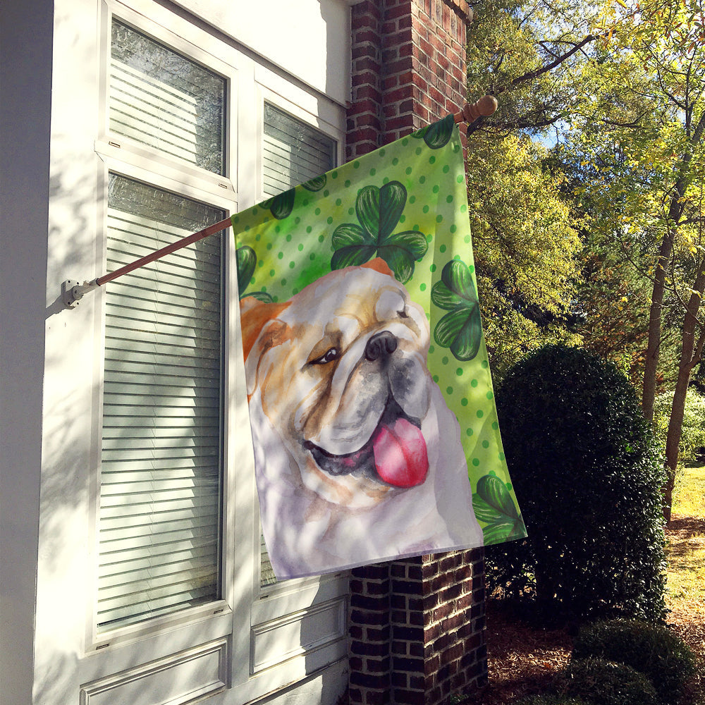 English Bulldog St Patrick's House Flag 28x40 Porch Sleeve Pole Decorative Outside Yard Banner Artwork Wall Hanging, Polyester